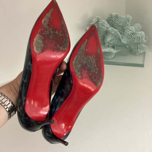 Christian Louboutin Marble Blue Patent Leather Shoes Heels US Sz 7 EUR 38 - Picture 11 of 12